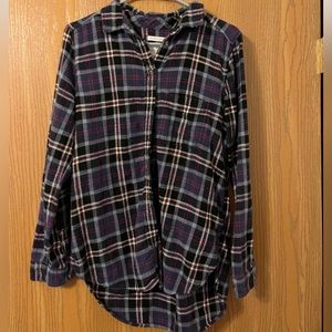 American Eagle - Black, blue, red, & white flannel, size M